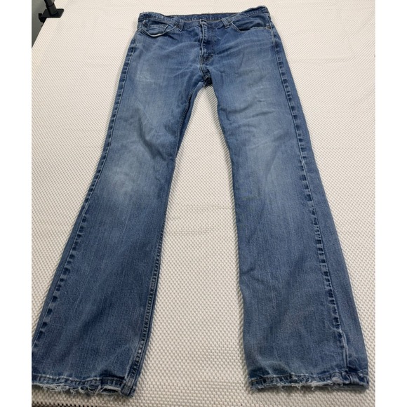 Levi's Other - Levi's 527 Low Boot Cut Jeans Light Wash Denim Distressed W36 L32
